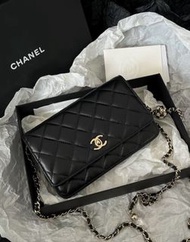 全新Chanel 24k woc 黑金 羊皮 金球 調節扣 單肩 斜挎 mini AP1450-B18602-94305