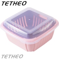 TETHEO ⚡️พร้อมส่ง⚡️ ตะกร้าล้างผัก ผลไม้ คละสี กล่องพลาสติก กล่องถนอมอาหาร มีฝาปิดมิดชิด เก็บอาหารแช่