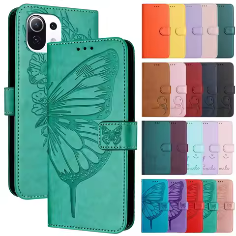 For Xiaomi Mi 11 Lite 4G Case Flip Etui on For Xiaomi 11 Lite 5G NE Cute Embossed Phone Wallet Leath