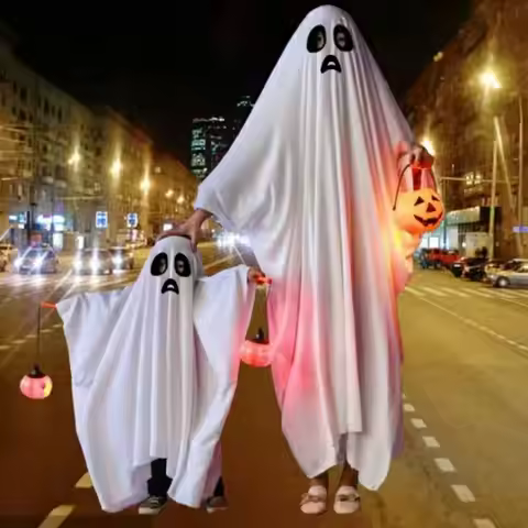 Unisex Halloween Ghost Costume Boo Ghost White Halloween Ghost Cloak Trick-or-Treat Stage Performanc