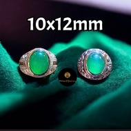 Krisoprase Jade Ring (Chrysoprase) - Alpaca Ring size 10x12mm