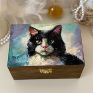 燕尾服貓 手繪木盒、收納盒、木製珠寶盒、小飾品盒