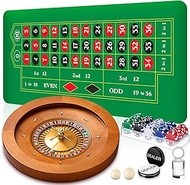Lunmon Roulette Wheel Game Set Include 20'' Solid Wood Roulette Wheel Two 0.6'' and Two 0.7'' Resin 
