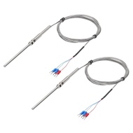 MECCANIXITY 2pcs PT100 RTD Thermocouple Stainless Steel M8 Temperature Sensor Probe -50 to 1300C 6.6