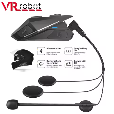 VR robot YZ06 Motorcycle Helmet Headset Bluetooth 5.0 Handsfree Headphones FM Raido Long Stanby Wire