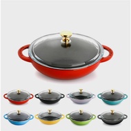 [Made in France] Chasseur Premium french cast iron Wok 18cm with Glass Lid 7 colors