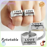 MOILYGOODSG Love Ring, Adjustable Fidget Mood Ring, Funny Rotatable Silver Fidget Ring Jewelry Gift