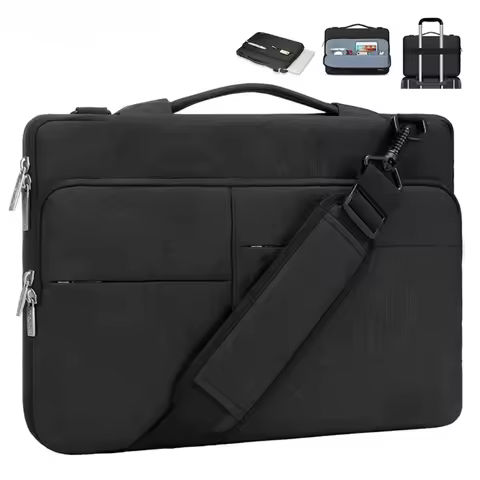15-16 Inch Laptop Shoulder Bag Unisex Zipper can be hung on a suitcase