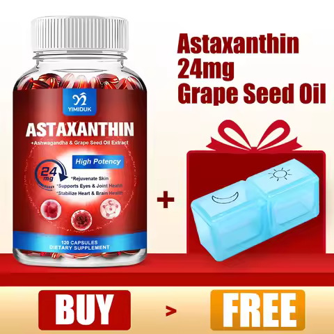 Astaxanthin Capsules - 24mg - Powerful Antioxidant Supplement Support Eye, Skin, Joint, Heart, Brain