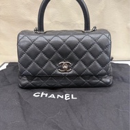 Chanel 黑银Coco handle 牛皮荔枝小号 22开有卡