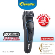 PowerPac Cordless Hair Cutter, Hair Clipper USB charge 20 setting adjustment (PP959)