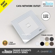 reTouch Grand Elements CAT6 RJ46 Hi-Speed Network Data Port Outlet Designer Switch Socket [WHITE MOD