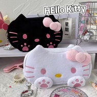 Cute Kitty Plush Pen Bag Large Capacity Pencil Case Student Stationery Organizer Box Cosmetic Bag