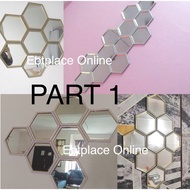 Part 1-Mirror Wall Deco Hexagon Cermin Hiasan Dinding Viral