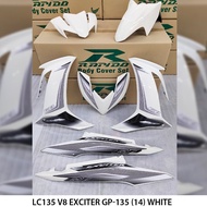 [READY STOCK] Coverset Bodyset Yamaha LC135 V8 FI EXCITER GP-135 WHITE BLUE CREAMY WHITE (Sticker Ta
