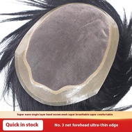 3 # Net 100% Human Hair No knots Natural Looking Straight Wig Remy Human Natural Hair Men Toupee Inv