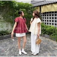 Super cute 3-layer puff sleeve babydoll shirt, many colors, free size under 56kg LAVIAN A04
