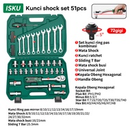 ISKU kunci shock satu set lengkap original Kombinasi 121 pcs 72 gigi kunci pas ratchet 1/2 1/4 3/8 m