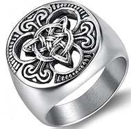 Stainless Steel Vikings Celtic Knot Signet Biker Ring For Men Male