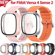Hard PC Case+Silicone Strap For Fitbit Versa 4 Sense 2 Screen Protective Bumper Cover For Varsa4 Sen
