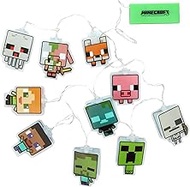 Paladone Minecraft String Lights with 10 LED Characters Including Creeper, Steve, Piglin and More, O