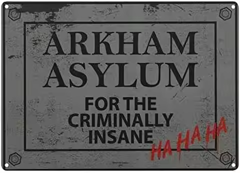 Arkham Asylum for The Criminally Insane New Metal Tin Sign