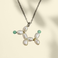 手作Balloon Dog瑪瑙養殖淡水珍珠配不銹鋼鍊
