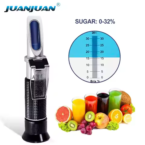 0~32% Brix Refractometer Handheld Sugar Refractometer ATC Fruit Vegetables Juice Beverages Sugar Con