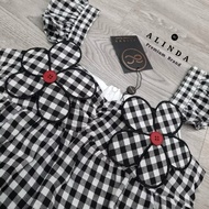 A119(S XL) Alinda Closet Black Plaid Mini Dress Set + Shorts With Hem