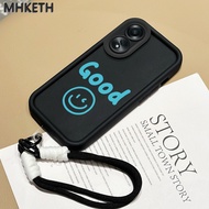 MHKETH Case For OPPO A58 A78 A58 5G A78 5G A58x 5G A1x A2x Phone Hanging Rope Couple Lucky Smile