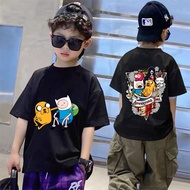 [ผ้าฝ้าย 100%] เสื้อยืดเด็กแขนสั้นน่ารักพิมพ์ลาย Adventure Time สวมใส่สบาย S-5XL