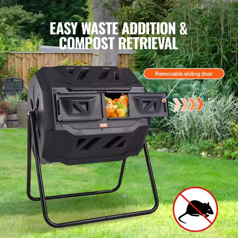 SucceBuy Compost Bin 18.5/37/43Gal Dual Chamber Composting Tumbler BPA FreeComposter Bin Tumbler for