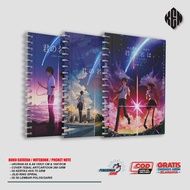 Ken.idn - Spiral Pocket Note Anime Kimi No Nawa / Notebook Spiral Mini Pocket Size A6 A5 100 Sheets 