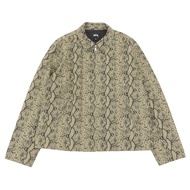 成色極佳 ▲ STUSSY 25SS 115843 斜紋布 Garage 外套 蛇紋 100% 棉質 Logo 刺繡拉鍊外套 米色 XL 正品 男款