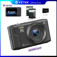 Vetek2-pro Digital Camera, 5K Cameras for Photography, 72MP FHD Point and Shoot Vlogging Camera for 