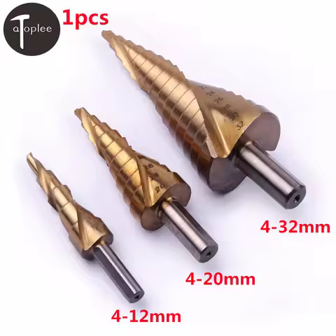 1PC HSS Titanium Coated Spiral Grooved Step Drill Bit Triangle Shank 4-12 4-20 4-32mm Step Drill for
