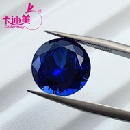 อัญมณีเหลี่ยมเพชรพลอยแซฟไฟร์ธรรมชาติทรงรีสีน้ำเงินเข้มคอรันดัมธรรมชาติีใบรับรอง GRC สำหรับทำเครื่องป