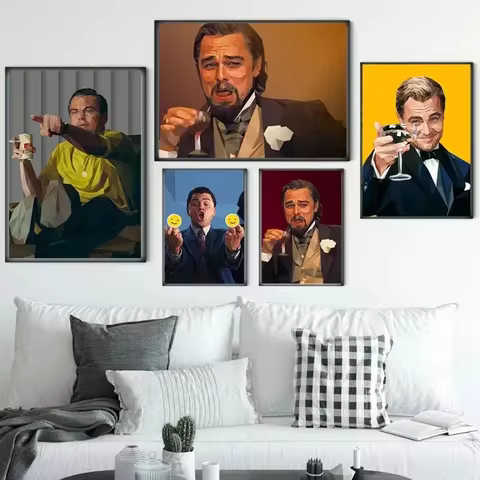 The Wolf of Wall Street Movie Poster Funny Leonardo DiCaprio Canvas Prints Wall Art for Living Room 