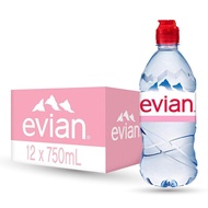น้ำแร่ Evian ขนาด 750 ml (Sports Cap) มี 12 ขวด