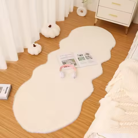 Faux Rabbit Carpet For Modern Home Decor Solid Color Soft Plush Sofa Area Rug Kids Bedroom Bedside F