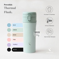 SWANZ One Touch Plus S 550ml - Vacuum Insulated Ceramic Coffee Tumbler Cup, Stainless Steel Thermos 