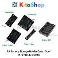AA / Double-A Battery Storage Holder Case : Open (1 / 2 / 3 / 4 / 6 Slots)