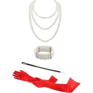 Zivyes Red Gloves Cruella Deville Costume Women Dalmatian Accessories Necklace Bracelet Gloves Plast