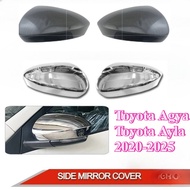 Toyota Agya / Ayla 2020-2025 Carbon Fiber/ Glossy Black / Chrome Car Side Mirror Cover Design Car Ac
