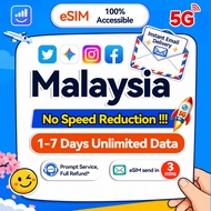 Malaysia eSIM 5G 1-7 Days Daily 200MB-3GB unlimited data | 24h email Dlivery | High speed data Malay