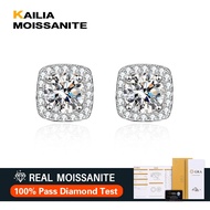 2ct Real Moissanite Diamond Earrings Square Design S925 Sterling Silver Earrings Suitable for Men Wo