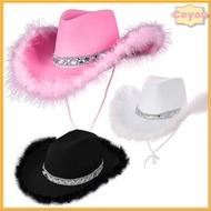 CEYOU Cowgirl Hat Women Fashion Cowboy Accessory Cosplay Costume Party Sequin Cowgirl Hats