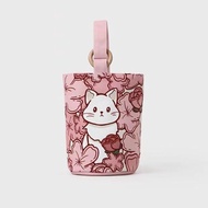 กระเป๋าขนาดเล็กพิมพ์ลายการ์ตูนแมวน่ารักกระเป๋าหนังแบบพกพากระเป๋ากันน้ำของขวัญกระเป๋าสะพายทรงกระบอก