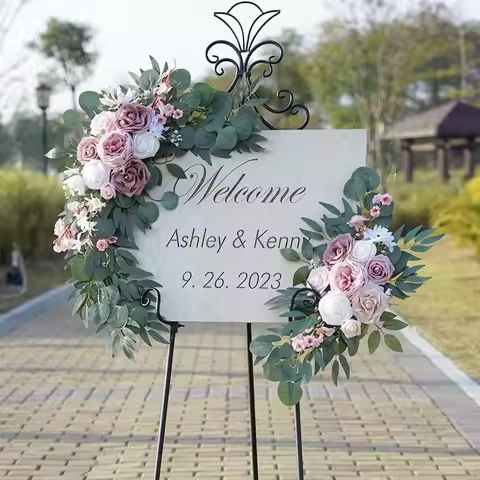 2pcs Wedding Decoration Flowers, Artificial Rose Wreaths,Suitable for Outdoor Decoration,Home Decora