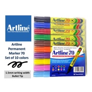 Artline 70 Permanent Marker Bullet Tip 10 colors set EK70/10W(Pen marker dakwat kekal)